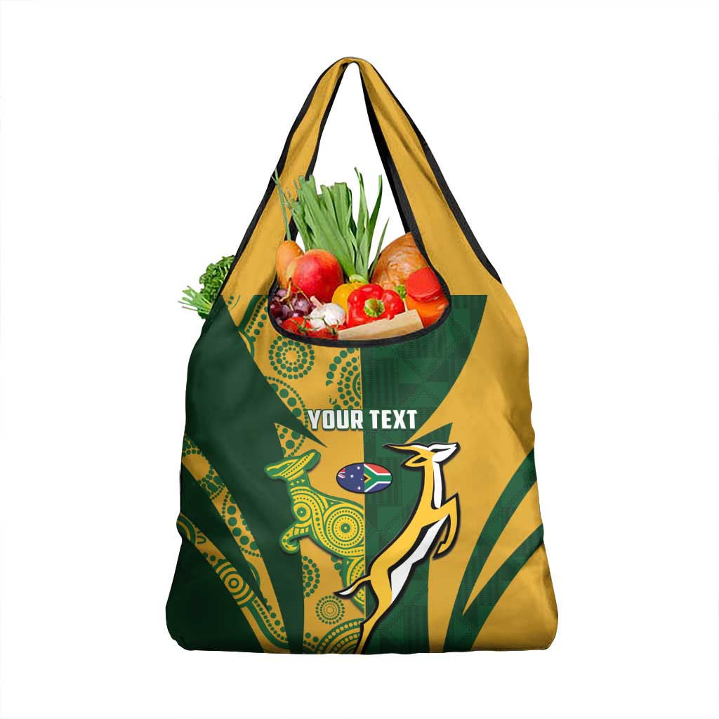 South Africa Australia Rugby Custom Grocery Bag Springboks Wallabies Together - Wonder Print Shop