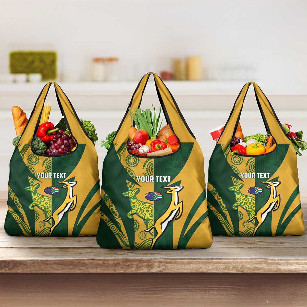 South Africa Australia Rugby Custom Grocery Bag Springboks Wallabies Together - Wonder Print Shop