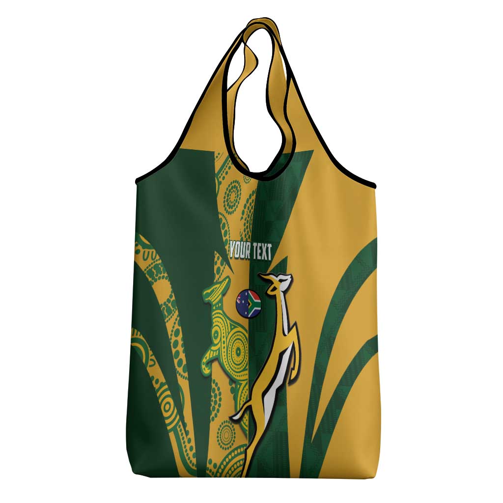 South Africa Australia Rugby Custom Grocery Bag Springboks Wallabies Together - Wonder Print Shop