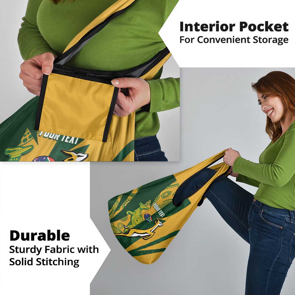 South Africa Australia Rugby Custom Grocery Bag Springboks Wallabies Together - Wonder Print Shop