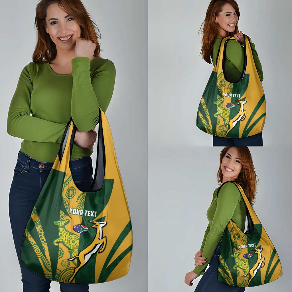 South Africa Australia Rugby Custom Grocery Bag Springboks Wallabies Together - Wonder Print Shop
