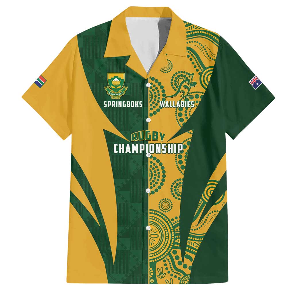 South Africa Australia Rugby Custom Hawaiian Shirt Springboks Wallabies Together - Wonder Print Shop