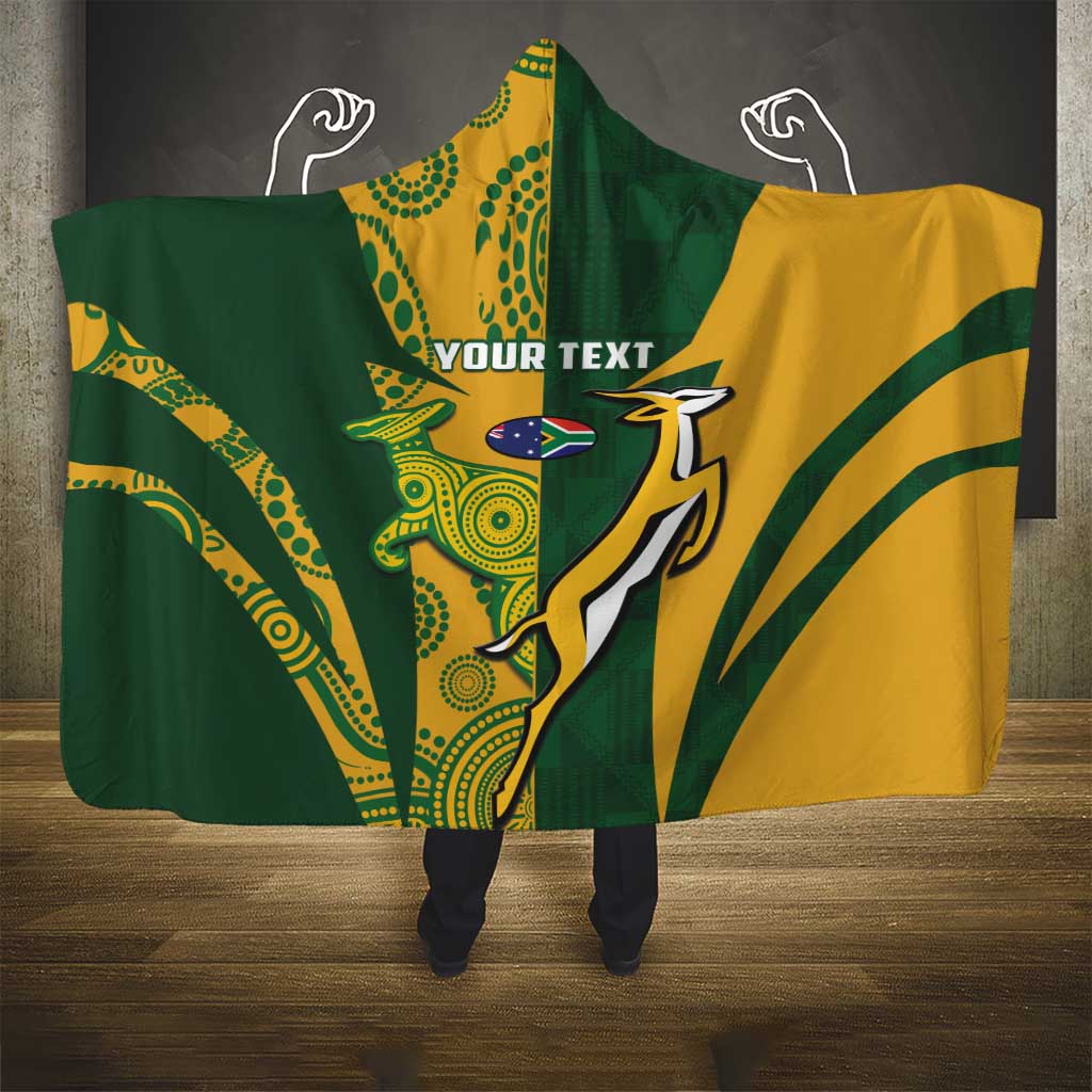 South Africa Australia Rugby Custom Hooded Blanket Springboks Wallabies Together - Wonder Print Shop
