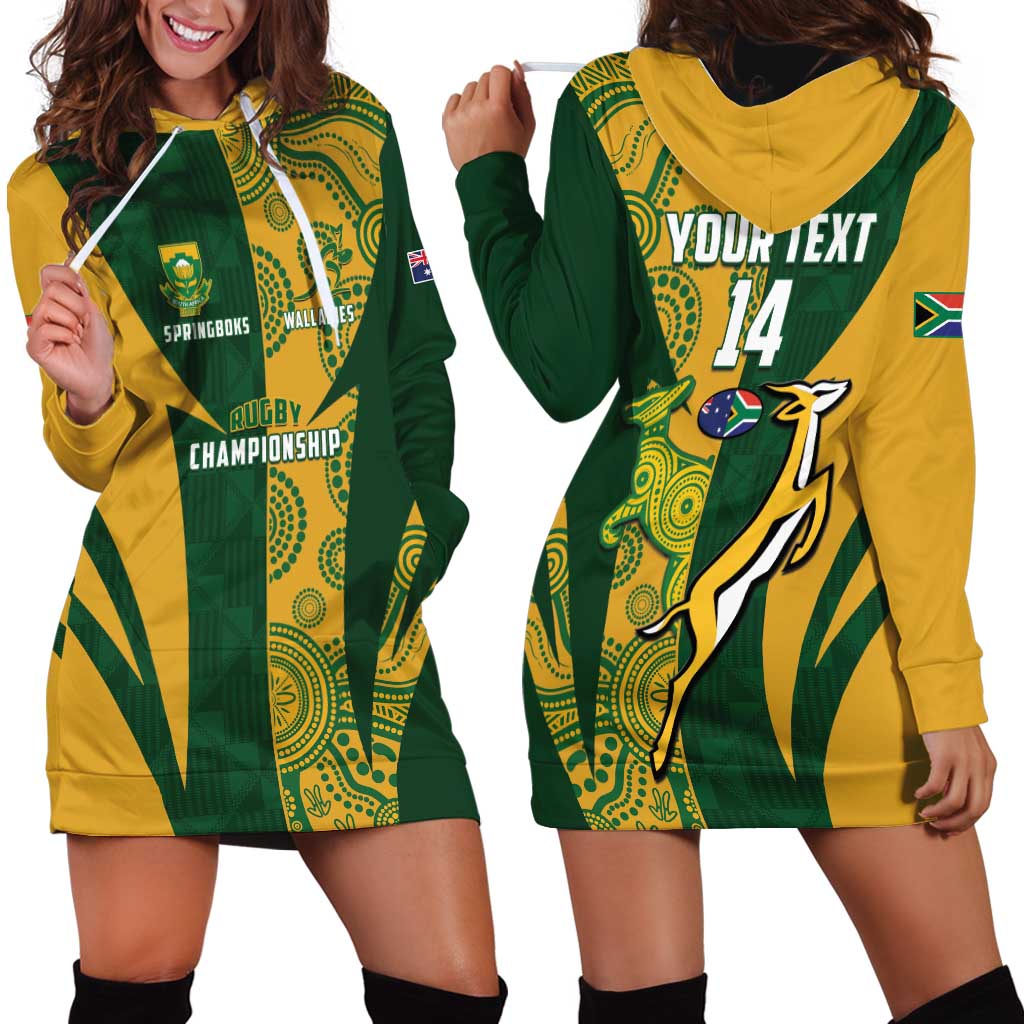 South Africa Australia Rugby Custom Hoodie Dress Springboks Wallabies Together - Wonder Print Shop