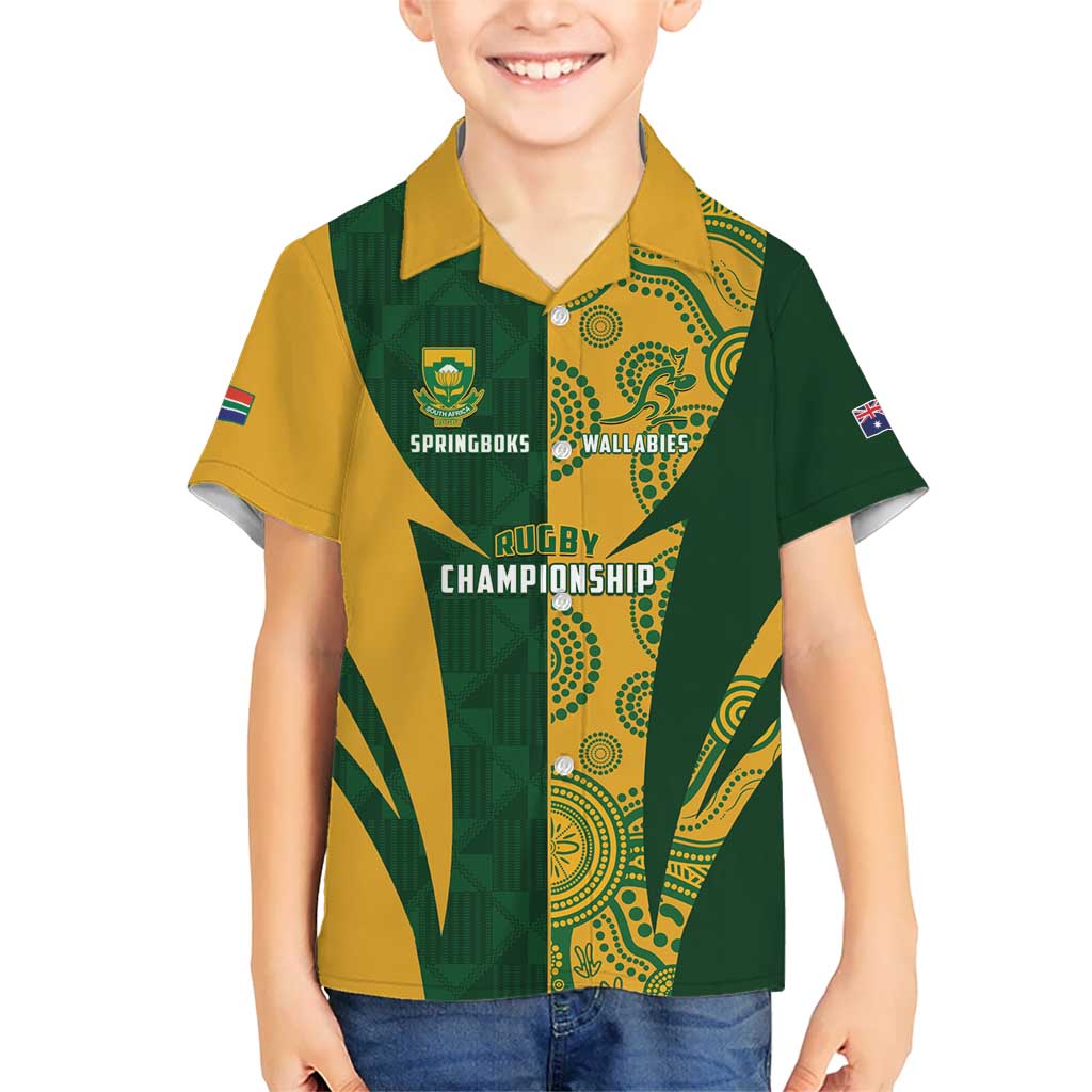 South Africa Australia Rugby Custom Kid Hawaiian Shirt Springboks Wallabies Together - Wonder Print Shop