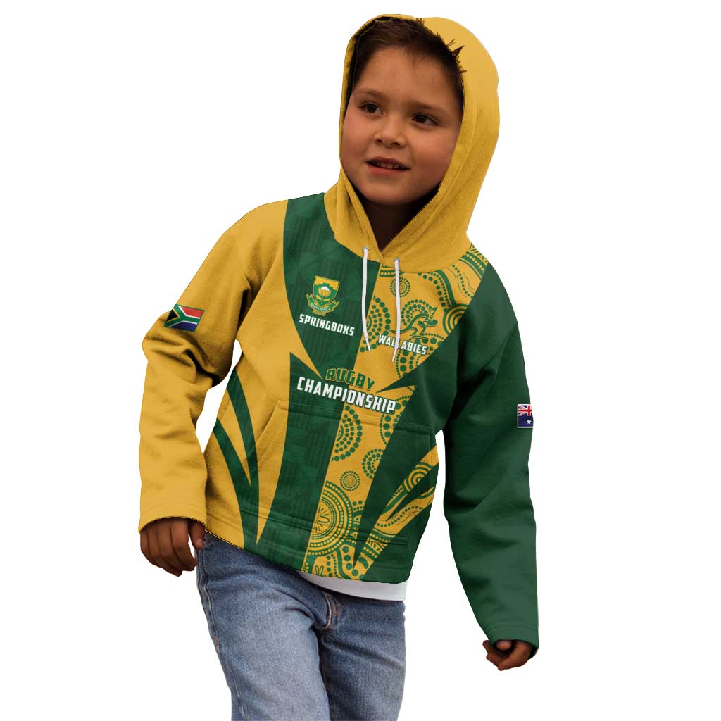 South Africa Australia Rugby Custom Kid Hoodie Springboks Wallabies Together - Wonder Print Shop
