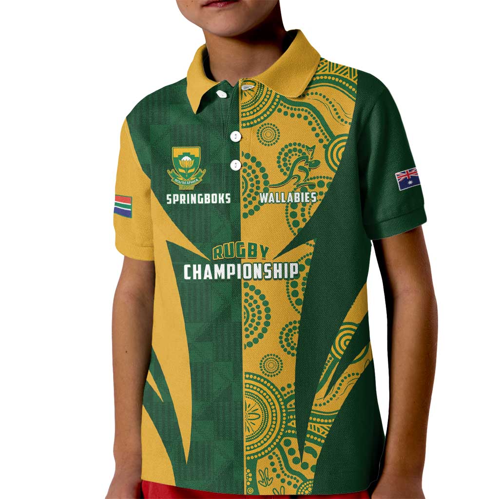 South Africa Australia Rugby Custom Kid Polo Shirt Springboks Wallabies Together - Wonder Print Shop