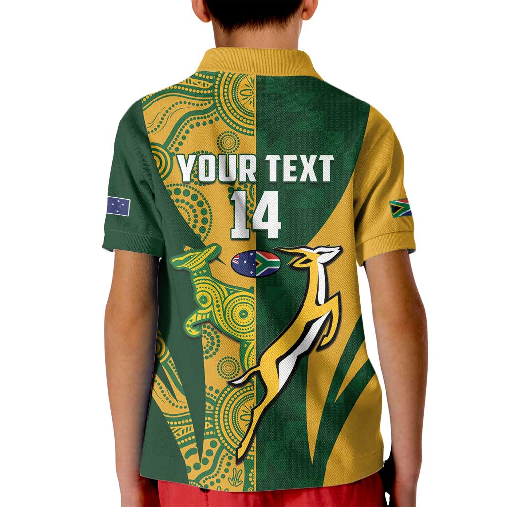 South Africa Australia Rugby Custom Kid Polo Shirt Springboks Wallabies Together - Wonder Print Shop