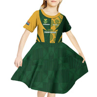 South Africa Australia Rugby Custom Kid Short Sleeve Dress Springboks Wallabies Together - Wonder Print Shop