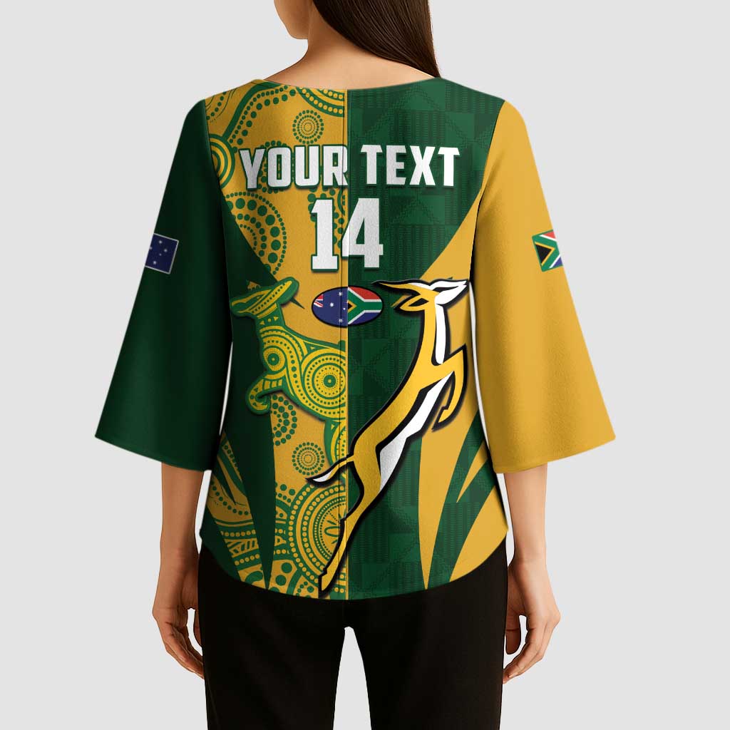 South Africa Australia Rugby Custom Kimono Sleeve Blouse Springboks Wallabies Together - Wonder Print Shop