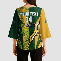 South Africa Australia Rugby Custom Kimono Sleeve Blouse Springboks Wallabies Together - Wonder Print Shop