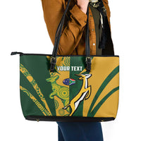 South Africa Australia Rugby Custom Leather Tote Bag Springboks Wallabies Together - Wonder Print Shop