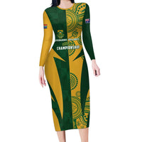 South Africa Australia Rugby Custom Long Sleeve Bodycon Dress Springboks Wallabies Together - Wonder Print Shop