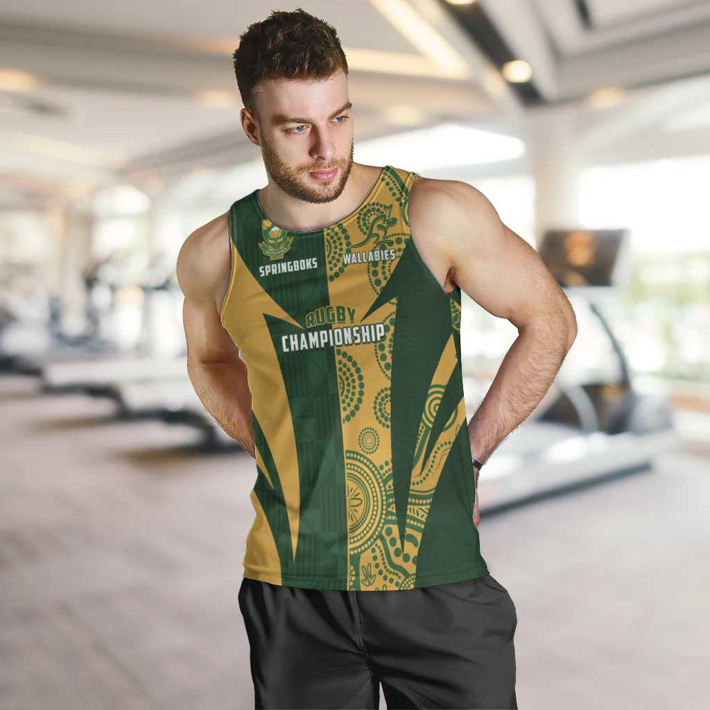 South Africa Australia Rugby Custom Men Tank Top Springboks Wallabies Together - Wonder Print Shop