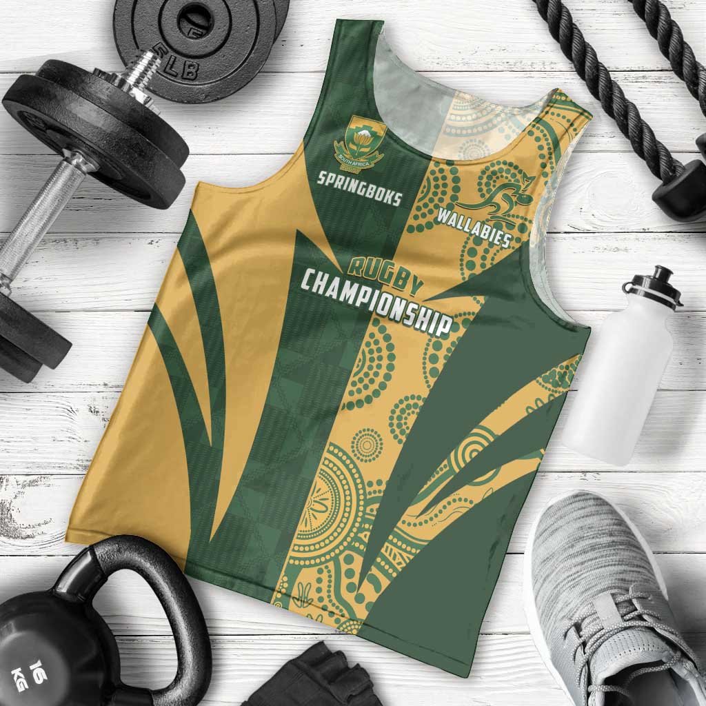 South Africa Australia Rugby Custom Men Tank Top Springboks Wallabies Together - Wonder Print Shop