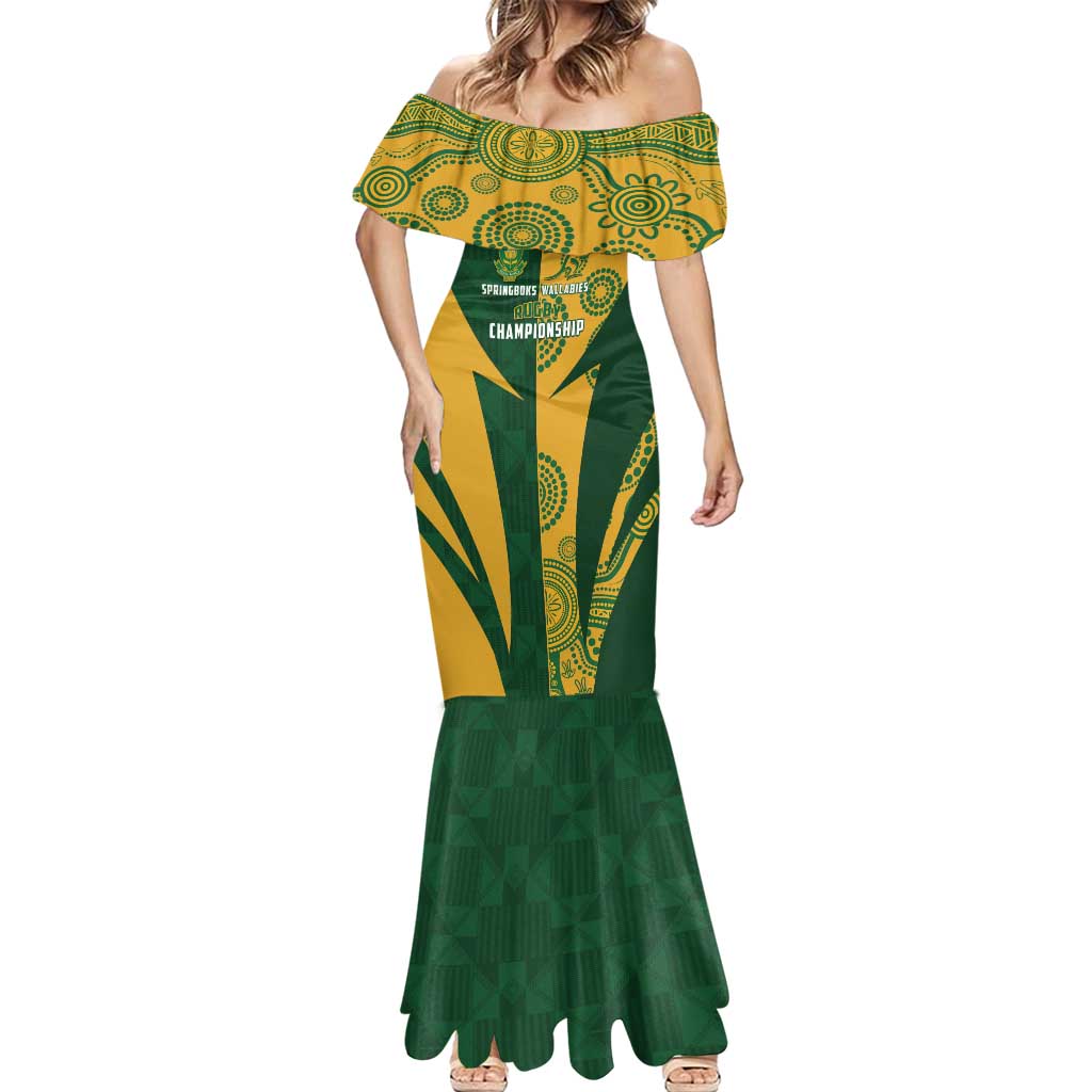 South Africa Australia Rugby Custom Mermaid Dress Springboks Wallabies Together - Wonder Print Shop