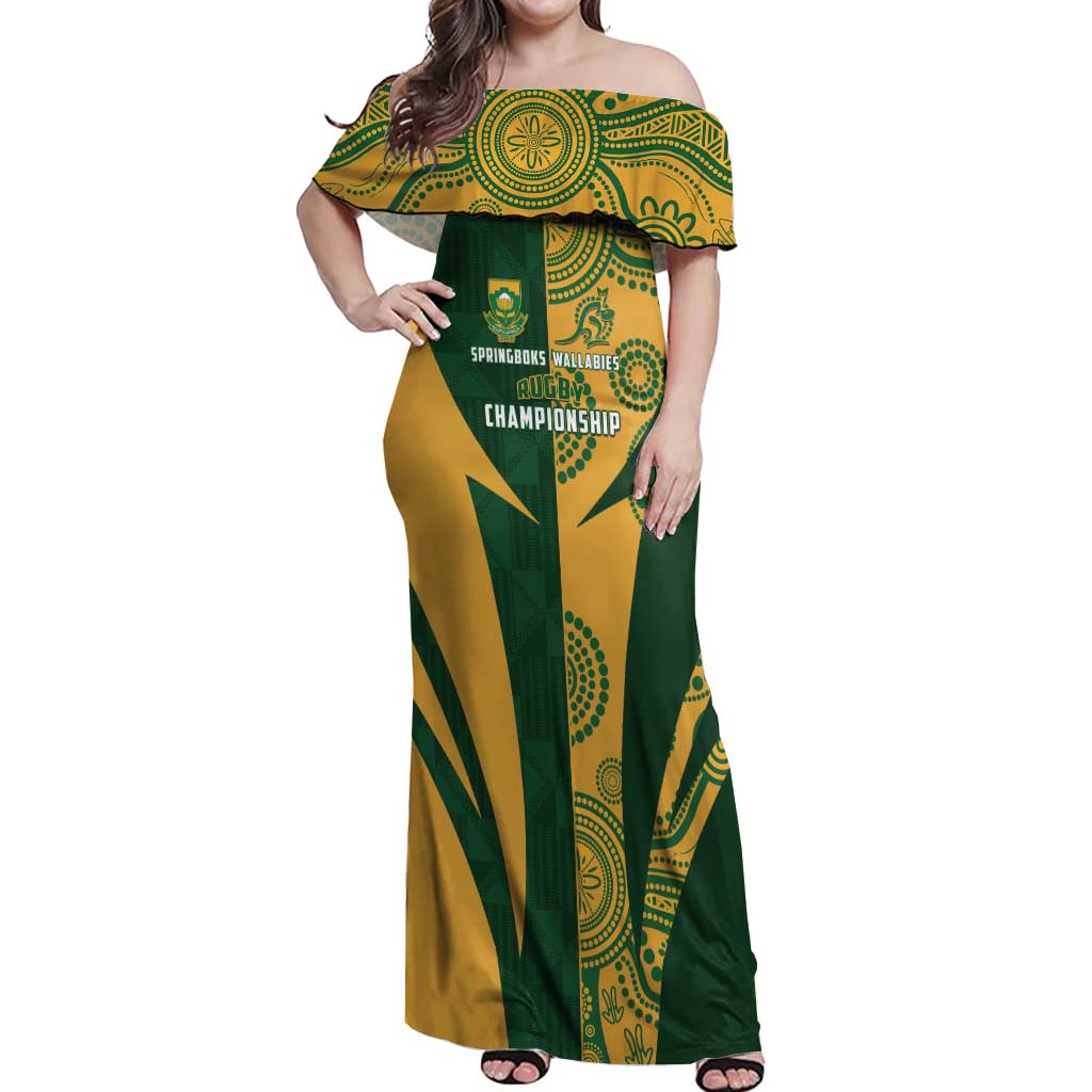 South Africa Australia Rugby Custom Off Shoulder Maxi Dress Springboks Wallabies Together - Wonder Print Shop