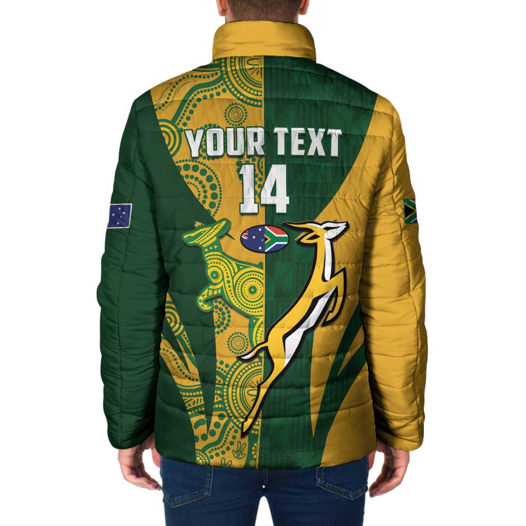 South Africa Australia Rugby Custom Padded Jacket Springboks Wallabies Together - Wonder Print Shop