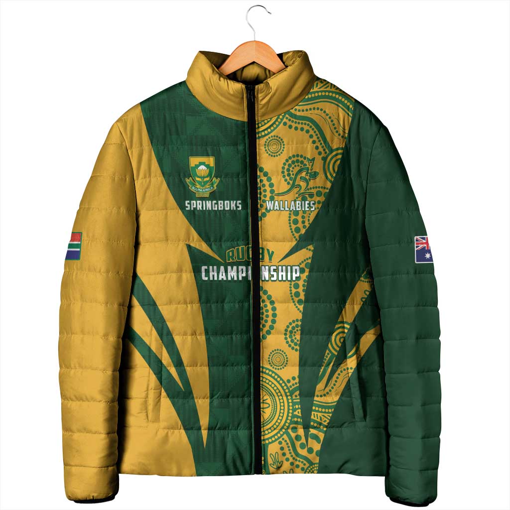 South Africa Australia Rugby Custom Padded Jacket Springboks Wallabies Together - Wonder Print Shop