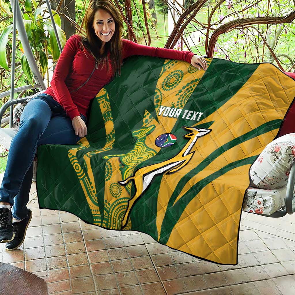 South Africa Australia Rugby Custom Quilt Springboks Wallabies Together - Wonder Print Shop