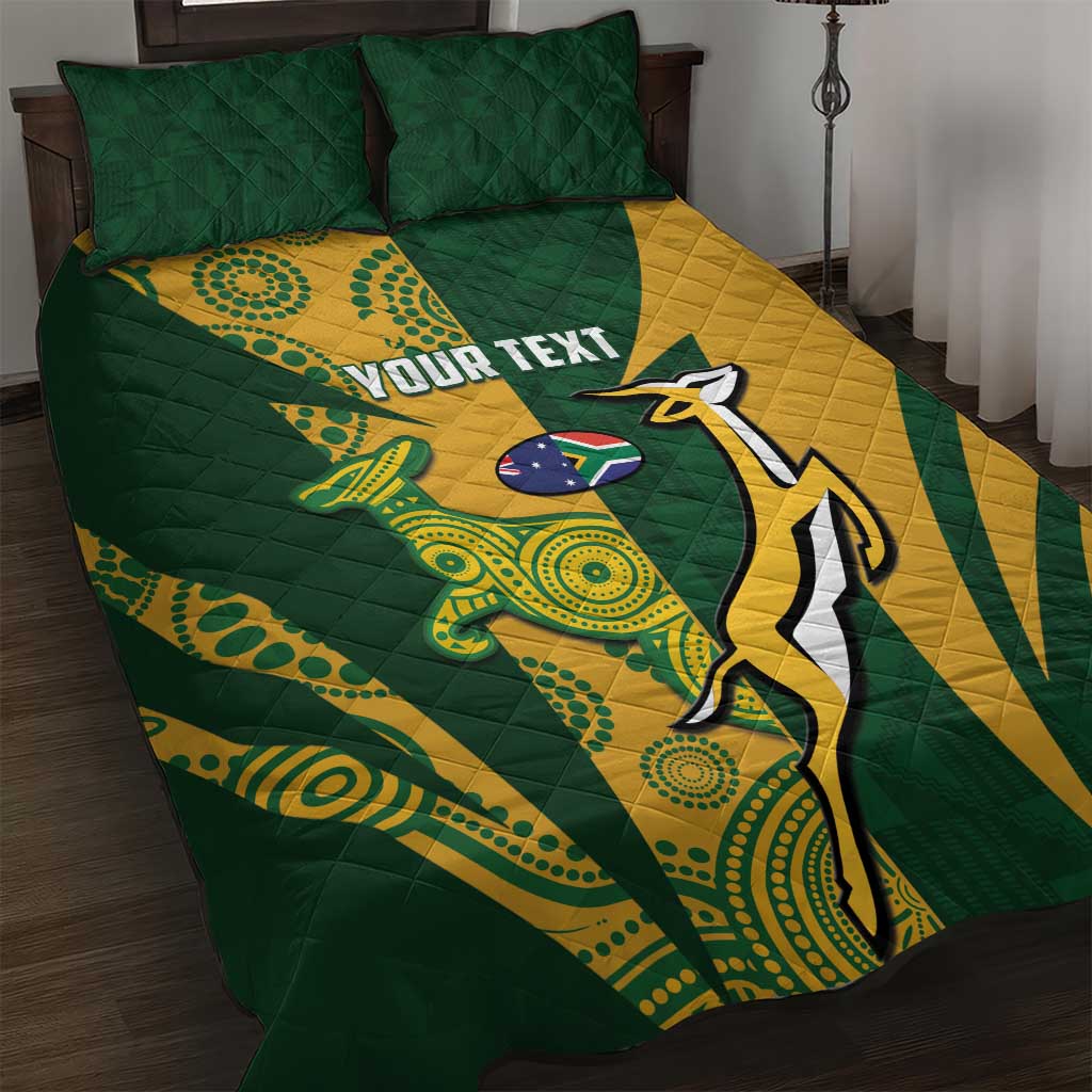 South Africa Australia Rugby Custom Quilt Bed Set Springboks Wallabies Together - Wonder Print Shop