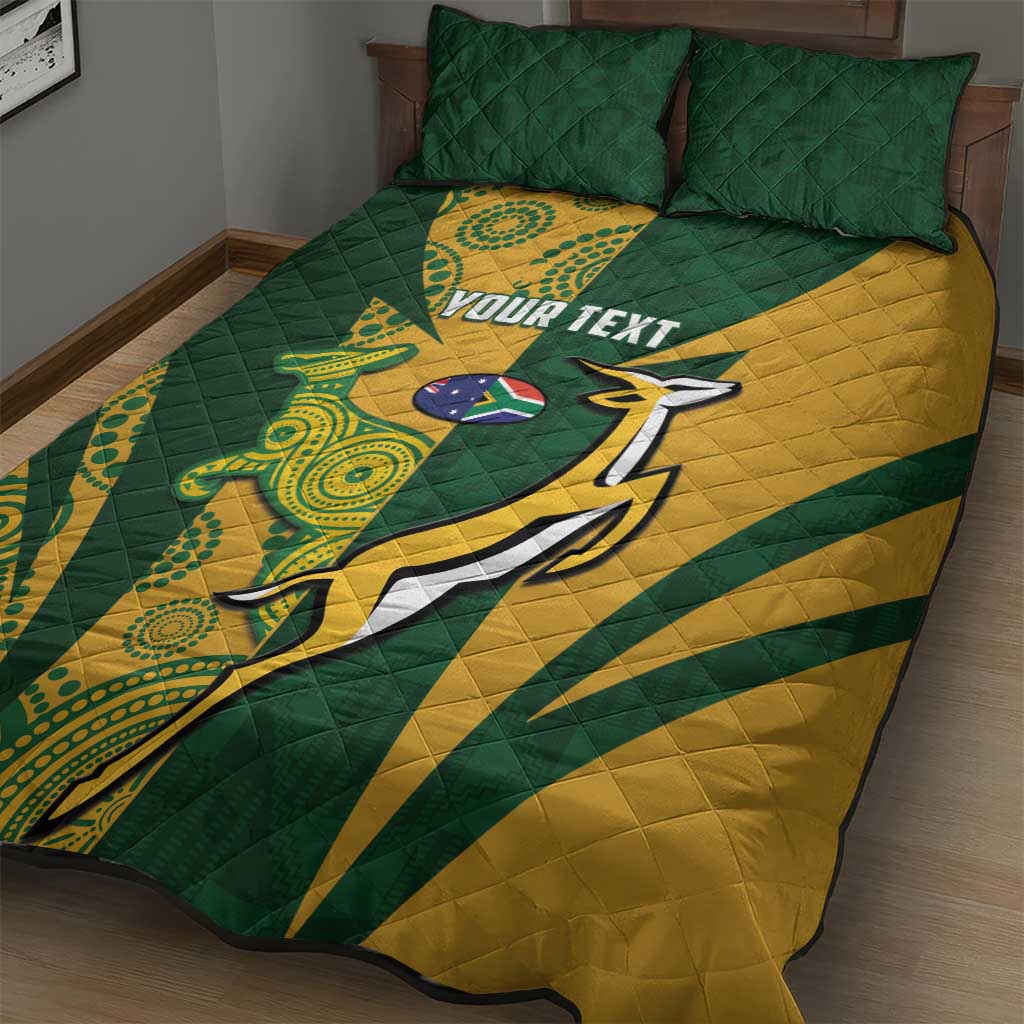 South Africa Australia Rugby Custom Quilt Bed Set Springboks Wallabies Together - Wonder Print Shop
