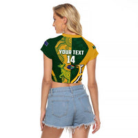 South Africa Australia Rugby Custom Raglan Cropped T Shirt Springboks Wallabies Together - Wonder Print Shop
