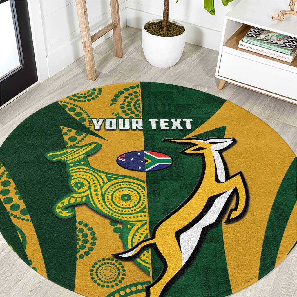 South Africa Australia Rugby Custom Round Carpet Springboks Wallabies Together - Wonder Print Shop