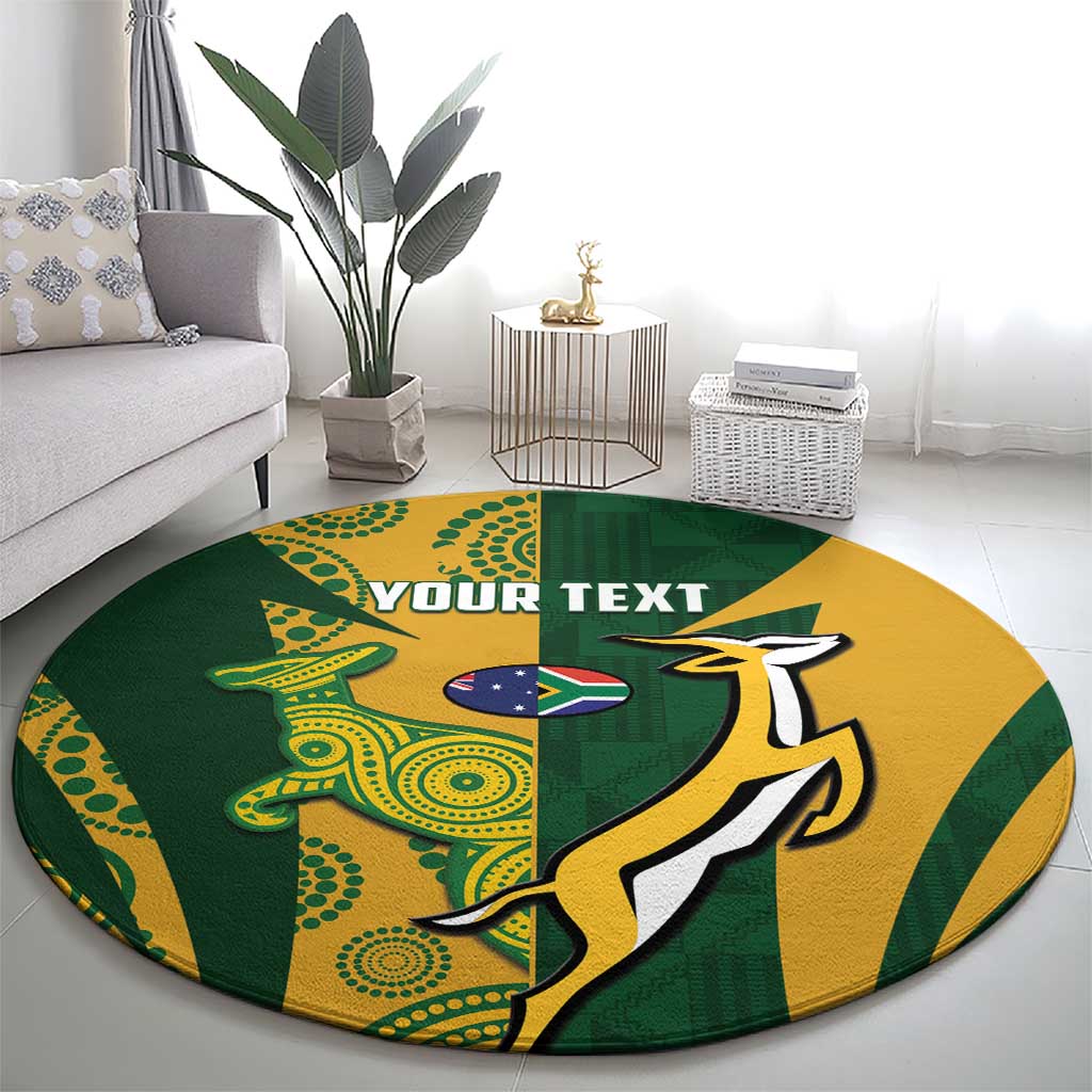 South Africa Australia Rugby Custom Round Carpet Springboks Wallabies Together - Wonder Print Shop
