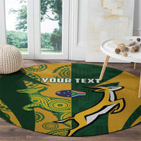 South Africa Australia Rugby Custom Round Carpet Springboks Wallabies Together - Wonder Print Shop