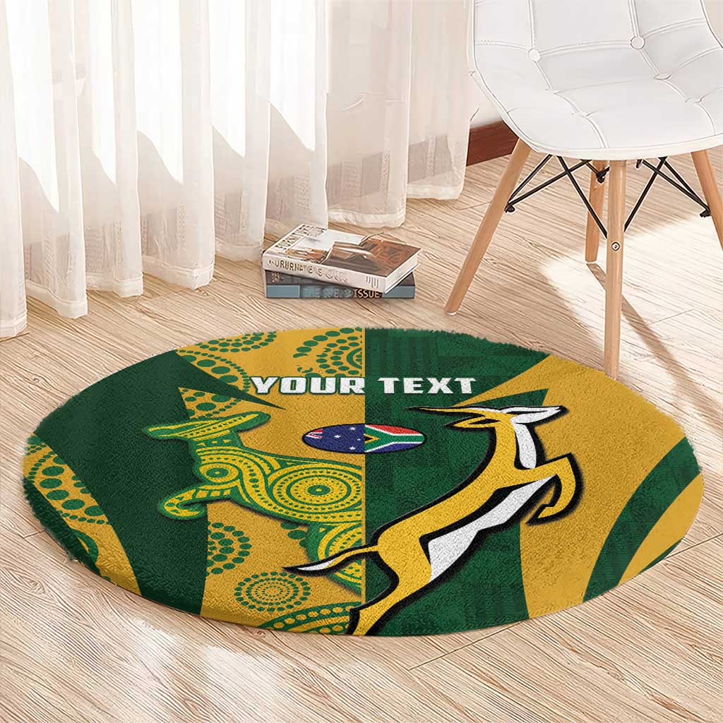 South Africa Australia Rugby Custom Round Carpet Springboks Wallabies Together - Wonder Print Shop
