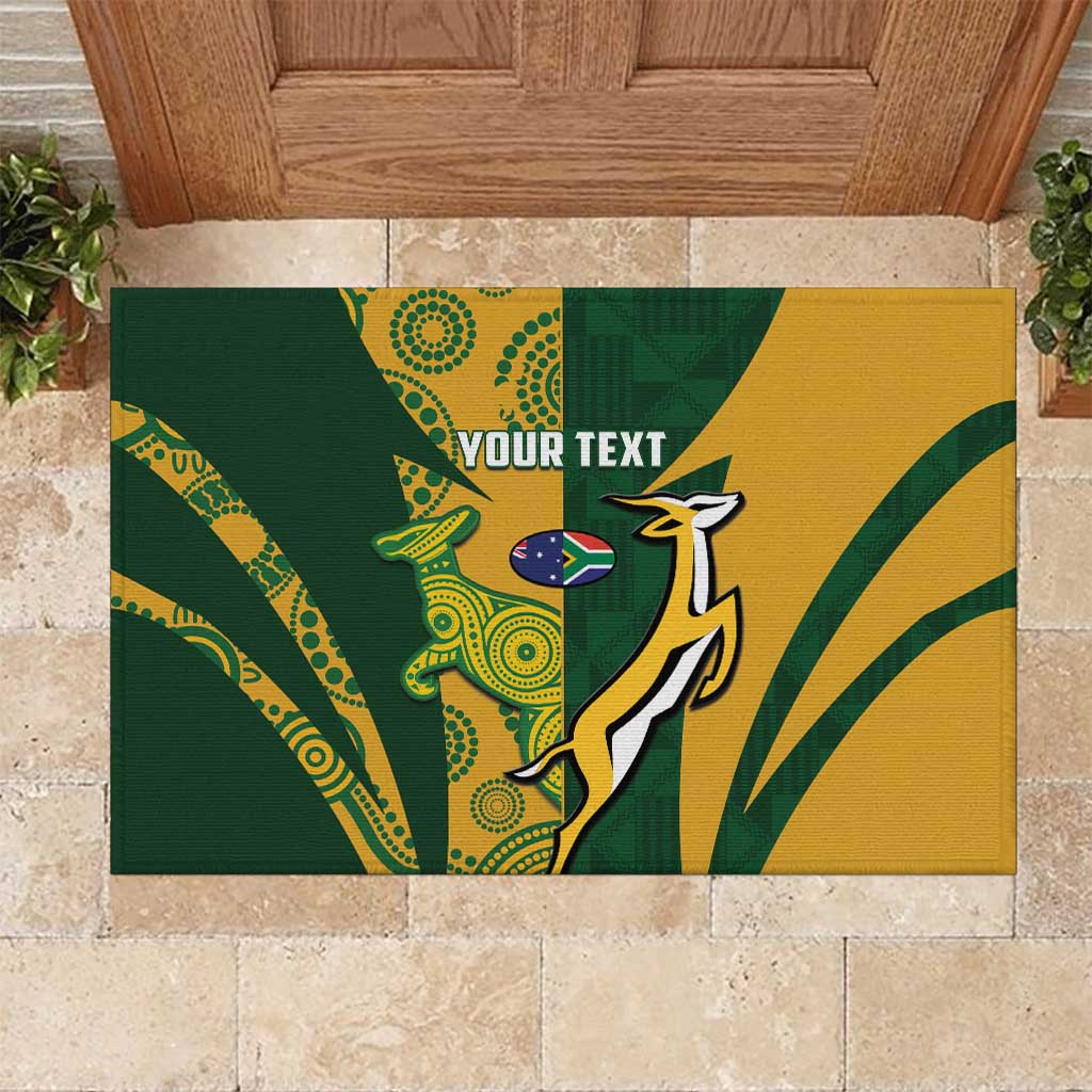 South Africa Australia Rugby Custom Rubber Doormat Springboks Wallabies Together - Wonder Print Shop