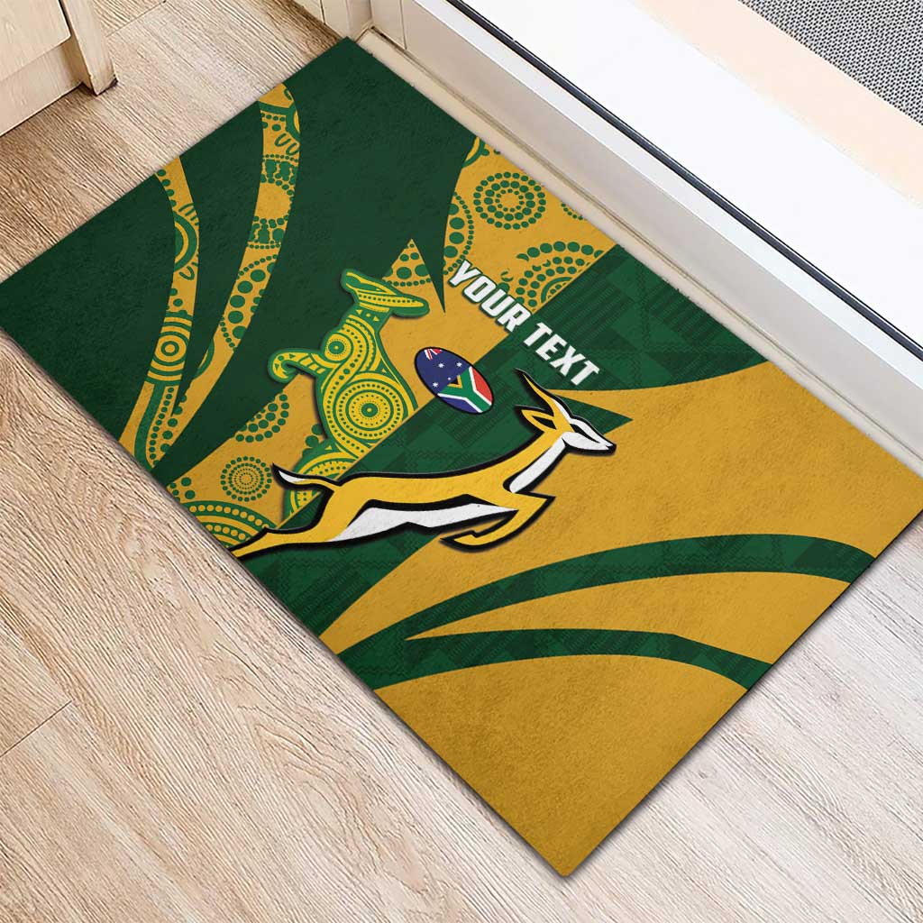 South Africa Australia Rugby Custom Rubber Doormat Springboks Wallabies Together - Wonder Print Shop