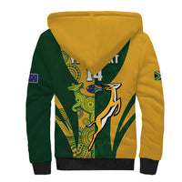 South Africa Australia Rugby Custom Sherpa Hoodie Springboks Wallabies Together - Wonder Print Shop