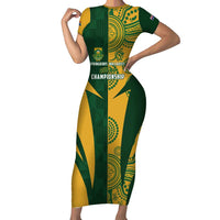 South Africa Australia Rugby Custom Short Sleeve Bodycon Dress Springboks Wallabies Together - Wonder Print Shop