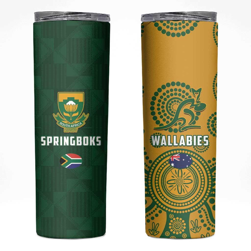 South Africa Australia Rugby Skinny Tumbler Springboks Wallabies Together - Wonder Print Shop