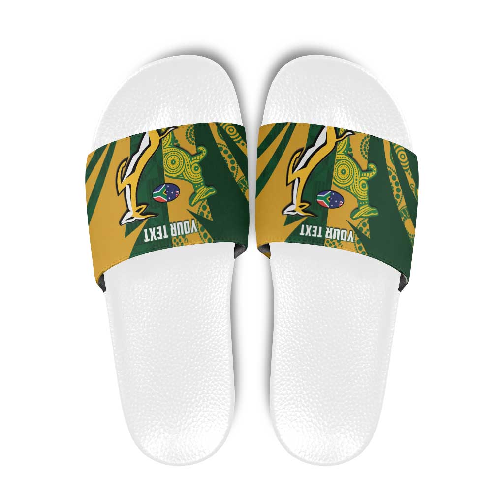 South Africa Australia Rugby Custom Slide Sandals Springboks Wallabies Together - Wonder Print Shop