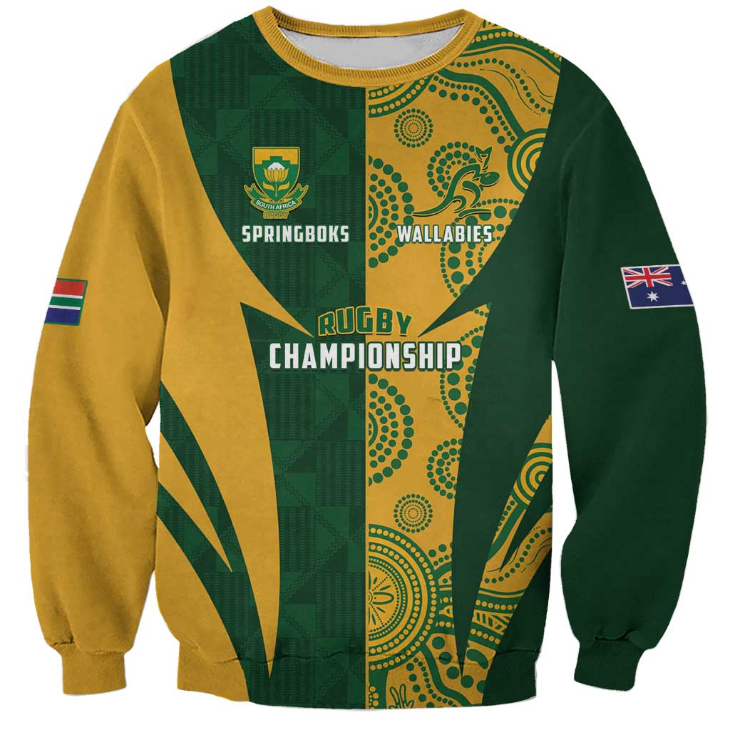 South Africa Australia Rugby Custom Sweatshirt Springboks Wallabies Together - Wonder Print Shop