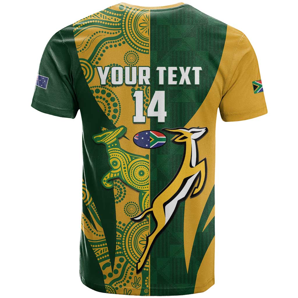 South Africa Australia Rugby Custom T Shirt Springboks Wallabies Together - Wonder Print Shop