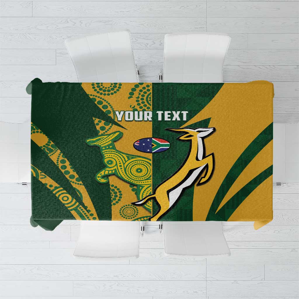 South Africa Australia Rugby Custom Tablecloth Springboks Wallabies Together - Wonder Print Shop