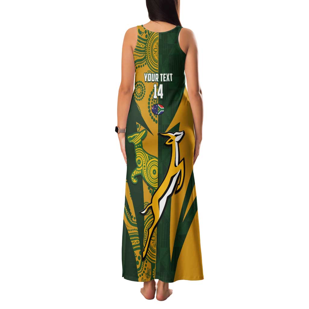 South Africa Australia Rugby Custom Tank Maxi Dress Springboks Wallabies Together - Wonder Print Shop