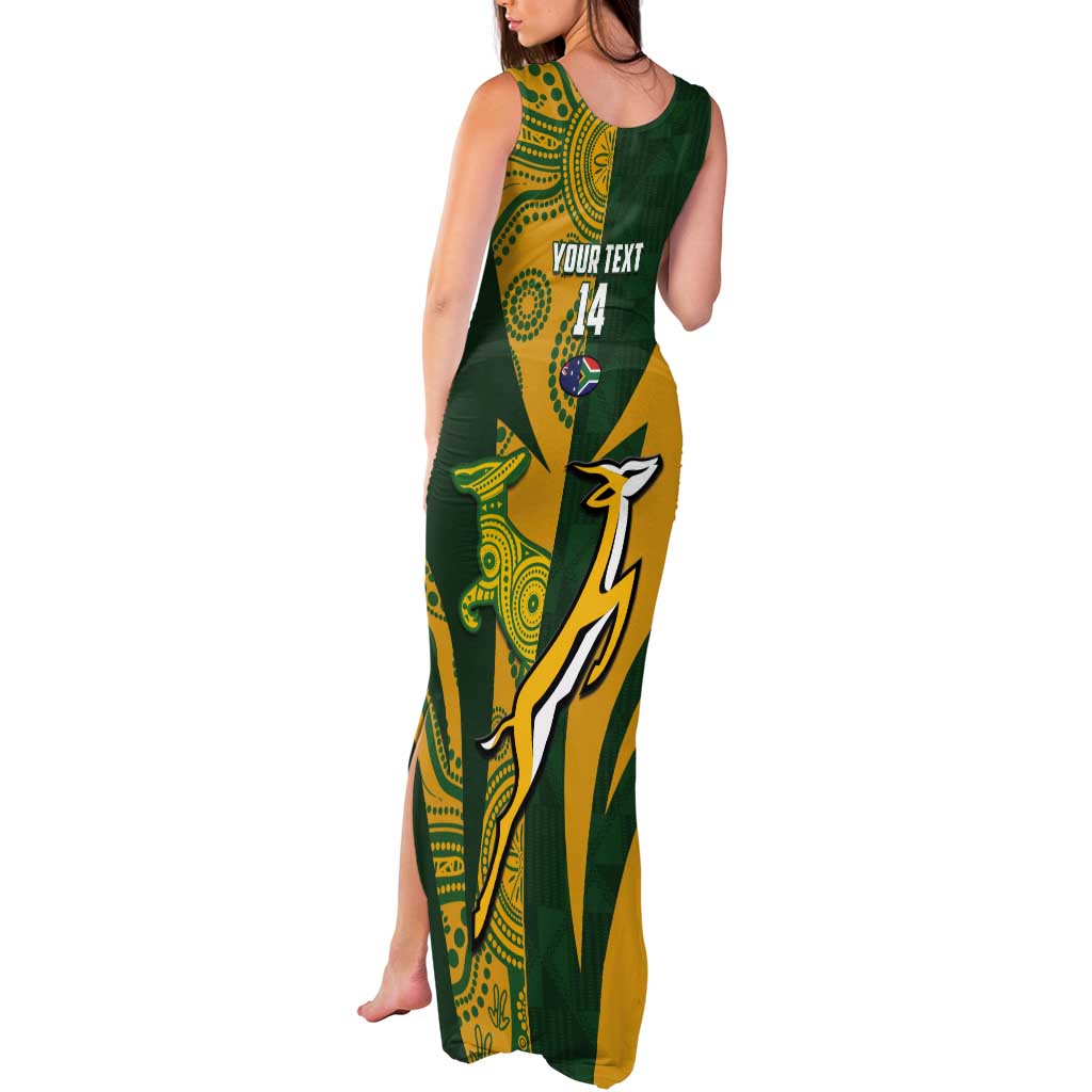 South Africa Australia Rugby Custom Tank Maxi Dress Springboks Wallabies Together - Wonder Print Shop