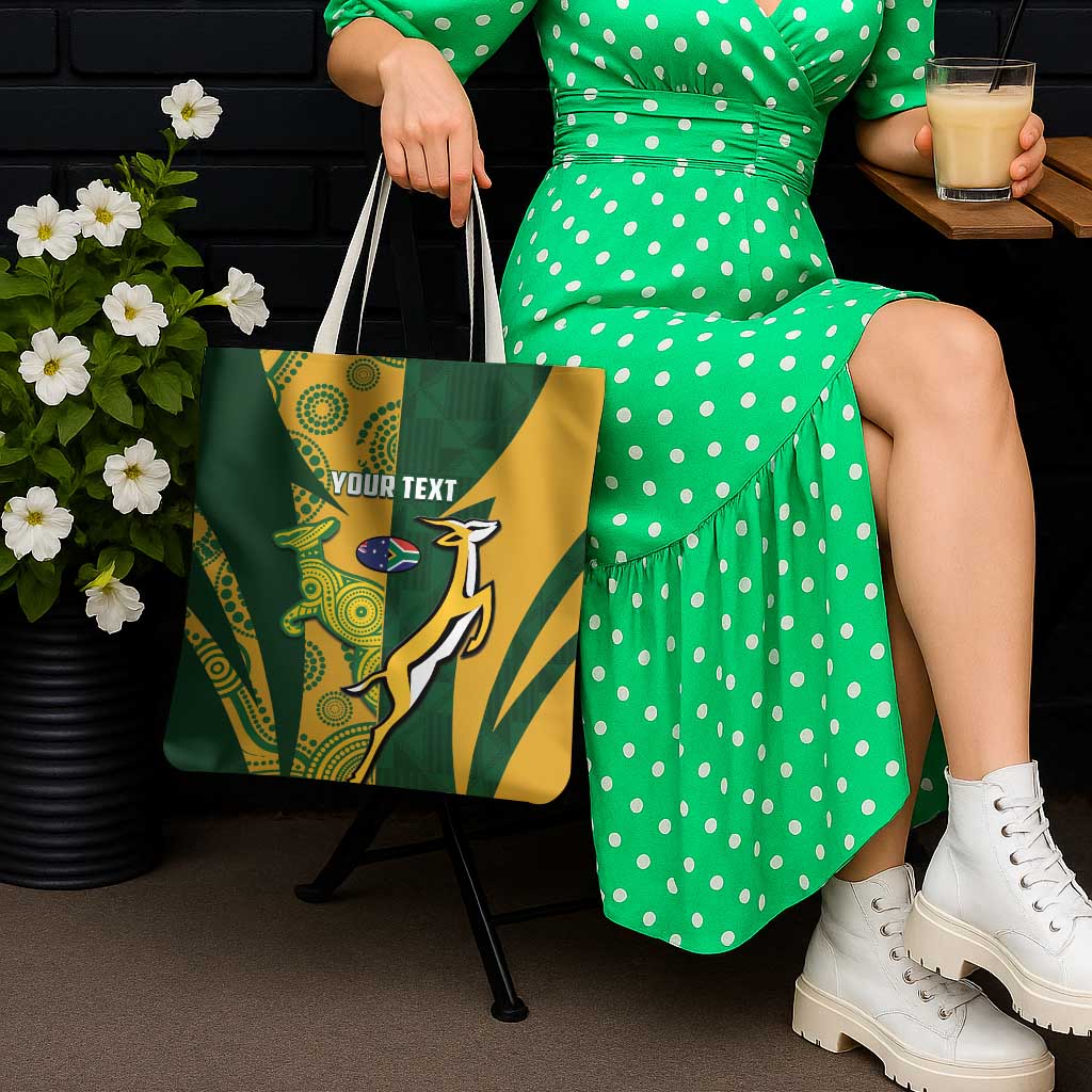 South Africa Australia Rugby Custom Tote Bag Springboks Wallabies Together - Wonder Print Shop