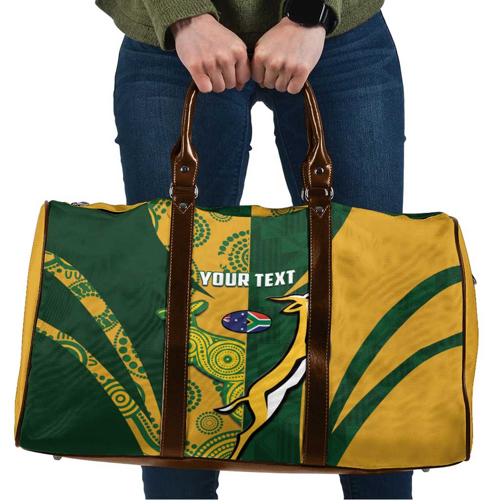South Africa Australia Rugby Custom Travel Bag Springboks Wallabies Together - Wonder Print Shop