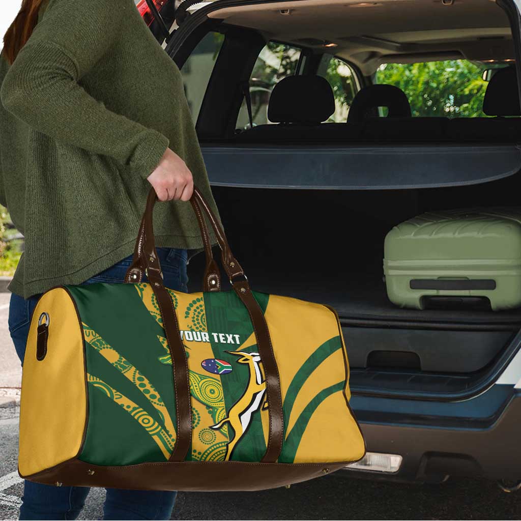 South Africa Australia Rugby Custom Travel Bag Springboks Wallabies Together - Wonder Print Shop