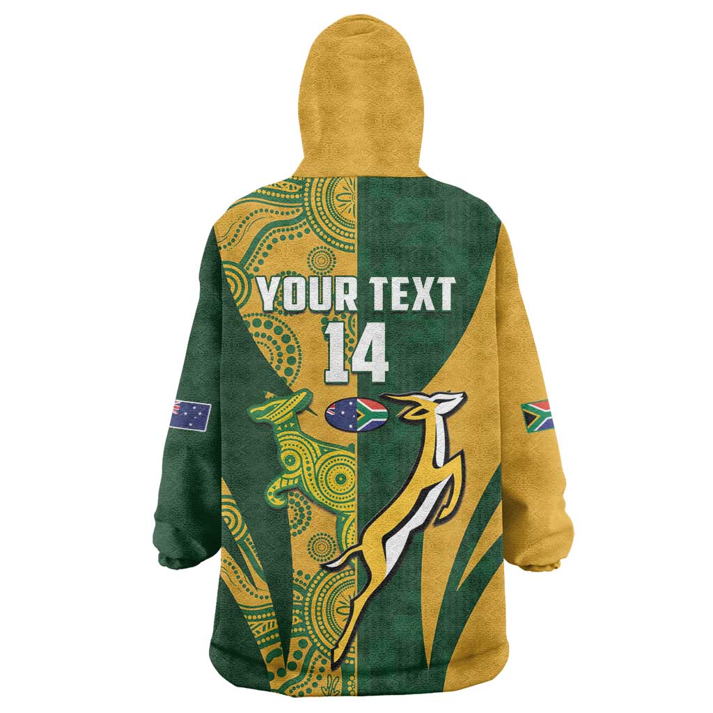 South Africa Australia Rugby Custom Wearable Blanket Hoodie Springboks Wallabies Together - Wonder Print Shop
