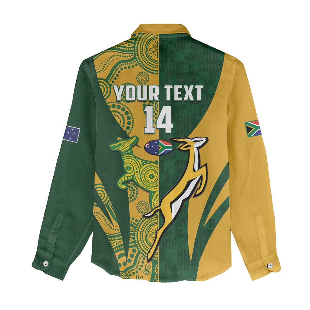 South Africa Australia Rugby Custom Women Casual Shirt Springboks Wallabies Together - Wonder Print Shop