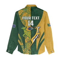 South Africa Australia Rugby Custom Women Casual Shirt Springboks Wallabies Together - Wonder Print Shop