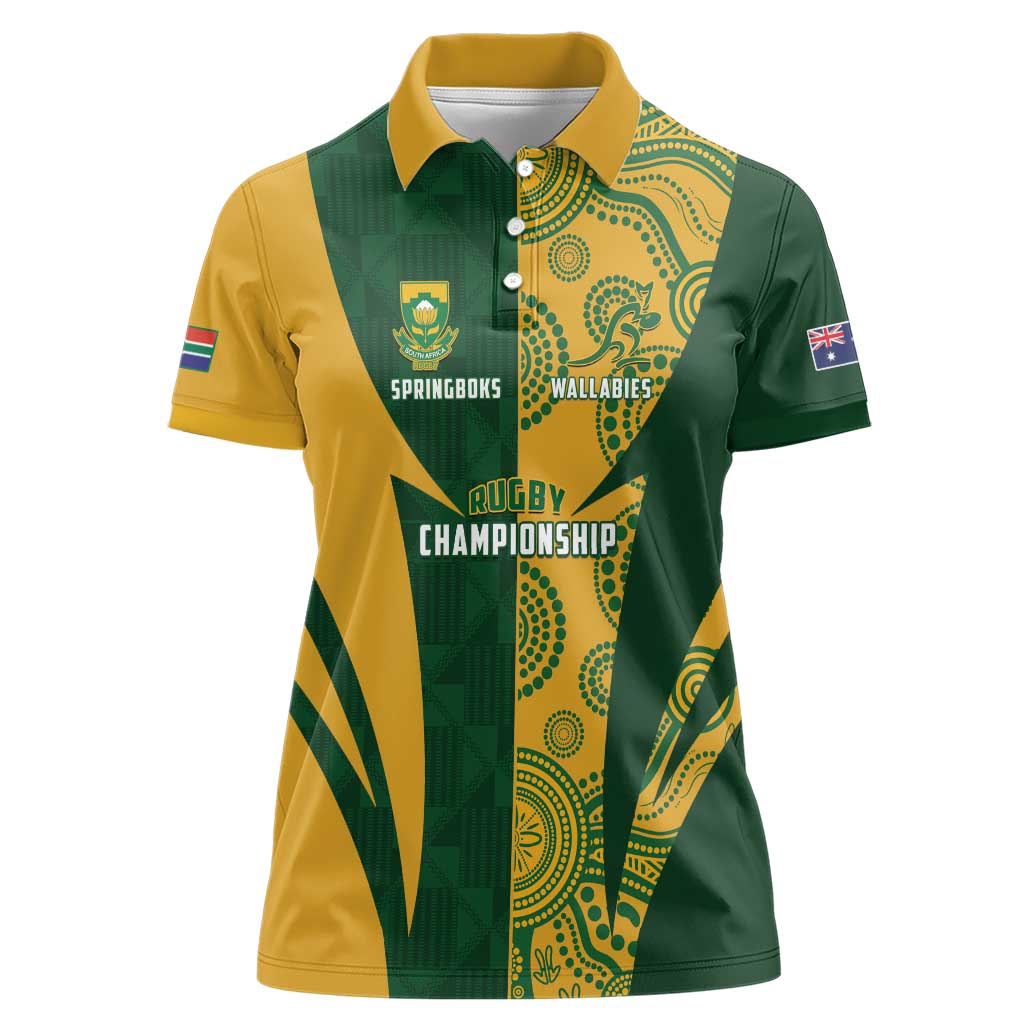 South Africa Australia Rugby Custom Women Polo Shirt Springboks Wallabies Together - Wonder Print Shop