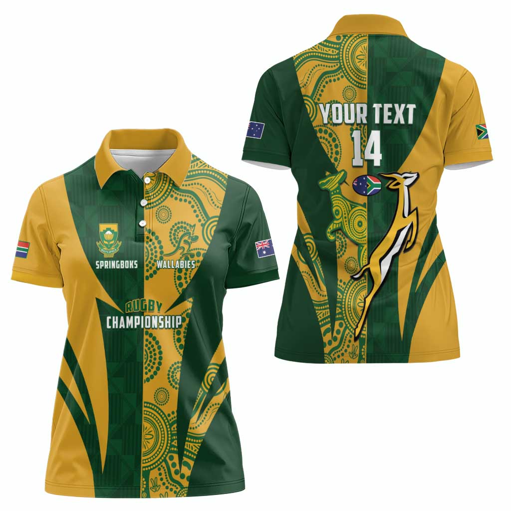 South Africa Australia Rugby Custom Women Polo Shirt Springboks Wallabies Together - Wonder Print Shop